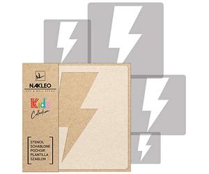 NAKLEO Painting Stencils Set for Nursery Room, 5 Pcs Templates 9x9 to 34x34cm Lightning Thunderstorm Sky, Plastic and Reusable Drawing Stencils, Decor, Craft DIY Wall Furniture