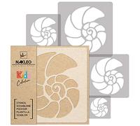 NAKLEO Painting Stencils Set for Nursery Room, 5 Pcs Templates 9x9 to 34x34cm Nautilus Shell Crustacean, Plastic and Reusable Drawing Stencils, Decor, Craft DIY Wall Furniture