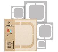 NAKLEO Painting Stencils Set for Nursery Room, 5 Pcs Templates 9x9 to 34x34cm Rounded Square Retro, Plastic and Reusable Drawing Stencils, Decor, Craft DIY Wall Furniture