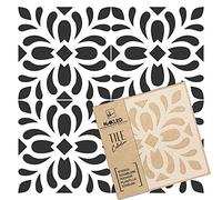 NAKLEO Tile Painting Stencil 10x10 cm, Magros Spanish Moorish Flower Moroccan, Plastic Reusable Template, Home Decor Craft DIY, Floor Concrete Patio Wall - Terracotta