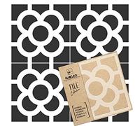 NAKLEO Tile Painting Stencil 10x10 cm, Ravenna Jetel Floral Ornament, Plastic Reusable Template, Home Decor Craft DIY, Floor Concrete Patio Wall - Terracotta