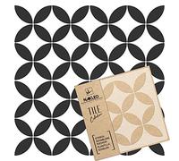 NAKLEO Tile Painting Stencil 15x15 cm, Cabril Spanish Moorish Flower Moroccan, Plastic Reusable Template, Home Decor Craft DIY, Floor Concrete Patio Wall - Terracotta