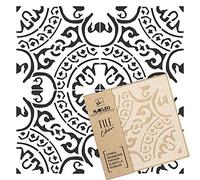 NAKLEO Tile Painting Stencil 15x15 cm, Juberri Spanish Moorish Flower Moroccan, Plastic Reusable Template, Home Decor Craft DIY, Floor Concrete Patio Wall - Terracotta