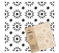 NAKLEO Tile Painting Stencil 20x20 cm, Aldeia Sun Geometric Star Triangle Modern, Plastic Reusable Template, Home Decor Craft DIY, Floor Concrete Patio Wall - Terracotta