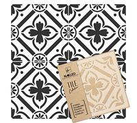 NAKLEO Tile Painting Stencil 20x20 cm, Romeira Spanish Moorish Flower Moroccan, Plastic Reusable Template, Home Decor Craft DIY, Floor Concrete Patio Wall - Terracotta