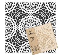 NAKLEO Tile Painting Stencil 30x30 cm, Tobera Geometric Circle Lace Mosaic, Plastic Reusable Template, Home Decor Craft DIY, Floor Concrete Patio Wall - Terracotta