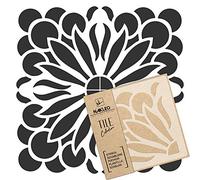 NAKLEO Tile Painting Stencil 45x45 cm, Palvo Spanish Moorish Flower Moroccan, Plastic Reusable Large Template, Home Decor Craft DIY, Floor Concrete Patio Wall - Terracotta