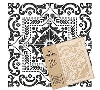 NAKLEO Tile Painting Stencil 45x45 cm, Pinela Spanish Moorish Flower Moroccan, Plastic Reusable Large Template, Home Decor Craft DIY, Floor Concrete Patio Wall - Terracotta