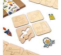 NAKLEO Wooden Drawing Stencils for Kids, Set of 20 Pcs 9.5x9.5cm Space Universe, Montessori Children Templates Educational Toy Creative DIY Decoration Arts and Crafts for Paper Wall Wood Fabric