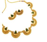 NAKMAN JEWELLERY Traditional Antique Gold Plated Temple Jewellery Set for Women