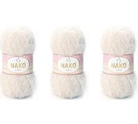 NAKO Paris, Knitting Yarn, Crochet Yarn, Acrylic Shawl Winter Hat Scarf Yarn - 3 Skein(Ball) 40% Premium Acrylic - 60% Polyamide Each Skein/Ball 100 gr 268 yds (6383-Mushroom)