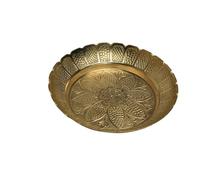 Nakshi Plate, Decorative Brass Pooja Thali Prasad Plate Katori for Pooja Pooja Utensils Item Articles Pooja Indian Traditional Pooja Items Housewarming Pooja Patra (Size:- 4" Diameter)