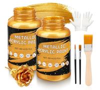 Nakutita Acrylic Paint Metallic Gold, 300ml Water-Based Gold Leaf for Crafts, Acrylic Paints Waterproof for Canvas, Wood, Clay, Fabric, Ceramics, Stone, Glass Craft Supplies