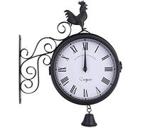 nakw88 Wall Clock Outdoor Hanging und Antique Decorative Retro Garden Time Double Sided Vintage Quartz Iron Art