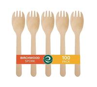nalAmudhu Disposable Eco Friendly Wooden 16 cm Spork Dual Purpose 2 in 1 Spoon Fork (Wood, Pack of 100)