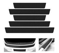 NALANH 5pcs Car Door Sill Protector for Skoda Octavia II 1Z3 Hatchback 2004-2013, Carbon Fibre Bumper Guard Anti-Scratch Scuff Plate Sticker Boot Sill Cover Trim