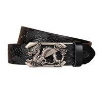 NALANY Mens Ratchet Belt with Engraved Dragon Slide Buckle Western Cowboy Dragon Engraved Handmade Embossed Belts for Jeans(130cm/51, Black)