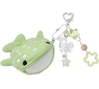 Nalefow Cute Keychain Whale Shark Coin Purse Keychain Cute Plush Zipper Change Pouch, Kawaii Handmade Wallet for Women, Green, One Size