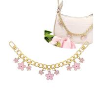 Nalefow Purse Extender Chain Pearl Cherry Purse Chian Strap Replacement Short Chain Straps, Metal Flower Heart Purse Strap, One Size, Alloy, No Gemstone