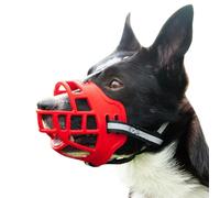 NALEINING Dog Muzzle, Anti-chewing and Anti-barking, Adjustable, Professional Dog Muzzle Fits Dogs of Many Ages (NO.2,Red)