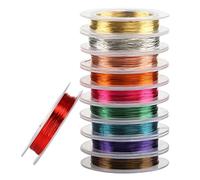 Naler 10 Rolls Craft Wire copper Wire, 0.3mm Mixed Colour Bare Copper Wire Beading Thread Cord for Craft, Jewellery Making DIY, 10 Meters/Roll