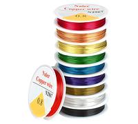 Naler 10 Rolls Craft Wire copper Wire, 0.8mm Mixed Colour Bare Copper Wire Beading Thread Cord for Craft, Jewellery Making DIY, 4 Meters/Roll