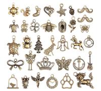 Naler 100pcs Charms for Bracelets Pendant Charm Antique Bronze Mixed Styles Pendant Charm for DIY Jewellery Making, Bracelet, Necklace, Earring, Jewellery Finding Art Craft Decoration Accessories
