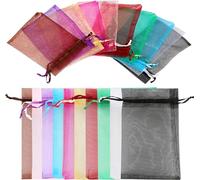 Naler 100pcs Small Organza Gift Pouches 10 Colors Organza Bags, Organza Bags Small, Small Drawstring Bag,Jewellery Bags, Wedding Favour Bags, Small Gift Bags for Jewellery, 4” x 6”