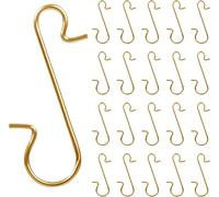Naler 120pcs Christmas Ornament Hooks, S-Shaped Hooks Stainless Steel Christmas Tree Hangers Hooks for Christmas Decorations, Christmas Stockings, Xmas Party Decor, Gold