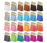 Naler 120Pcs Leather Tassels Pendant Keychain Tassel in 24 Colors Colourful Mini Tassel for DIY Craft Supplies Key Chain Hanging Straps DIY Decoration Accessories