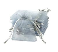 Naler 120pcs Organza Gift Pouches Organza Gift Bags, Drawstring Organza Jewelry Pouches Party Wedding Favor Party Festival Gift Bags Easter Candy Gift Bags, grey, 2.8" x 3.6"