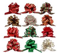 Naler 12pcs Pull Bow Ribbons, Assorted Colours PVC Pullbow Florist Pew for Christmas Decoration, Party, Birthday Gift Wrapping Accessories