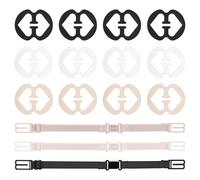 Naler 15pcs Bra Strap Clips Bra Strap Holder Non Slip Holder Back Clips Bra Strap Converter to Hide Bra Straps 3pcs Bra Straps Holder + 12pcs Bra Clips for Women Girls, Black, Beige, Pink & Black