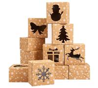 Naler 18Pcs Brown Bakery Boxes with PVC Window Christmas Cookie Boxes Bakery Gift Wrapping Box Kraft Cookie Boxes Pastry Biscuit Pie Candy Packaging Boxes for Christmas