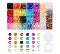 Naler 24 Color Pearl Beads for Jewelry Making 2940pcs Round Acrylic Pearl Beads for DIY Crafts Bracelets and Necklaces Handcrafted Girls Accessories Small Beads Friendship Bracelet Making kit