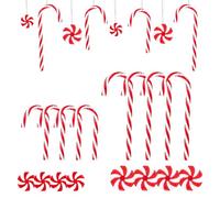 Naler 24pcs Candy Cane Ornaments Christmas Tree Decorations Plastic Acrylic Xmas Green and Red Ornaments Set Xmas Party Decorative Supplies