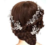 Naler 3Pcs Bridal Crystal Rhinestone Flower Silver Vintage Hair Vine Headpiece set for Festival, Special Holiday, Halloween Wedding Long Hair Jewelry Bridal Hair Accessories for Bride