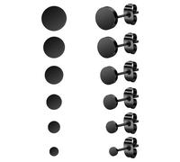Naler 6 Pairs Dot Stud Earrings - Hypoallergenic 304 Surgical Stainless Steel Jewelry Set for Men/Women 3mm-8mm Black