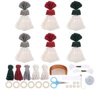 Naler 6 Sets DIY Santa Claus Kit DIY Macrame Santa Claus Christmas Crafts for Kids Adults, Macrame Kit - Make Your Own Stanta Gnome Christmas Ornaments Party Favors
