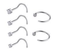 Naler 6pcs Nose Stud 20G Stainless Steel Nose Rings Nose Screw Nose Hoop Rings Nose Rings Hypoallergenic Stainless Steel L-Shaped Nose Piercings Jewellery 1.5mm 2mm 2.5mm 3mm 3.5mm 4mm