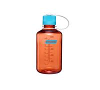Nalgene Narrow Mouth 500ml Tritan Renew Water Bottle - Flame - Blue Atoll Cap