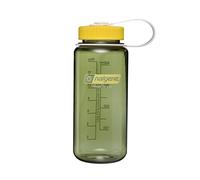 Nalgene Sustain Tritan BPA-free water bottle made from material derived from 50% plastic waste (with ISCC certified mass balance), 16 oz, wide mouth, sensation and movement (oil green)