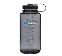 Nalgene Sustain Tritan BPA-Free Water Bottle Made with Material Derived From 50% Plastic Waste, 32 OZ, Wide Mouth, Gray w/Black Lid