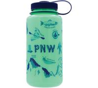 Nalgene Sustain Tritan BPA-Free Water Bottle Made with Material Derived from 50% Plastic Waste, 32 OZ, Wide Mouth, Geographical Bottle Design, Pacific Northwest Glow Green