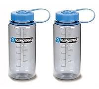 Nalgene Tritan 16oz Plastic Water Bottle Gray w/Blue Cap Wide Mouth by Nalgene