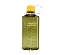 Nalgene Tritan BPA-free water bottle made from material derived from 50% plastic waste (using ISCC certified mass balance), oil green w/freesia, 32 oz