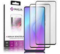 NALIA (2-Pack) Screen Protector compatible with Xiaomi Mi 9T Pro Glass, 9H Full-Cover Tempered Protective Curved Display Film, Smart-Phone LCD Protection Shatter-Proof Foil Clear - Transparent Black