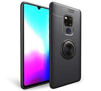 NALIA 360° Holder Ring Case compatible with Huawei Mate20 X, Slim Protective Smart-Phone Back-Cover for Magnetic Car Mount, Shockproof Kickstand Silicone Protector Mobile Bumper Skin Etui - Black