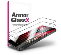 NALIA ArmorGlassX compatible with Apple iPhone 17 Pro Glass (Ultra Clear Screen Protector), 2x 9H Tempered Glass, Touch Sensitive, Scratch Resistant Coverage, Anti-Smudge, Case Friendly, Black Frame