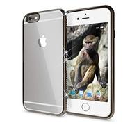 NALIA Case compatible with iPhone 6 6S, Ultra-Thin Clear Silicone Backcover, Shockproof See Through Protector with Glitter Bumper, Transparent Protective Slim Smart-Phone Frame Cover, Color:Black